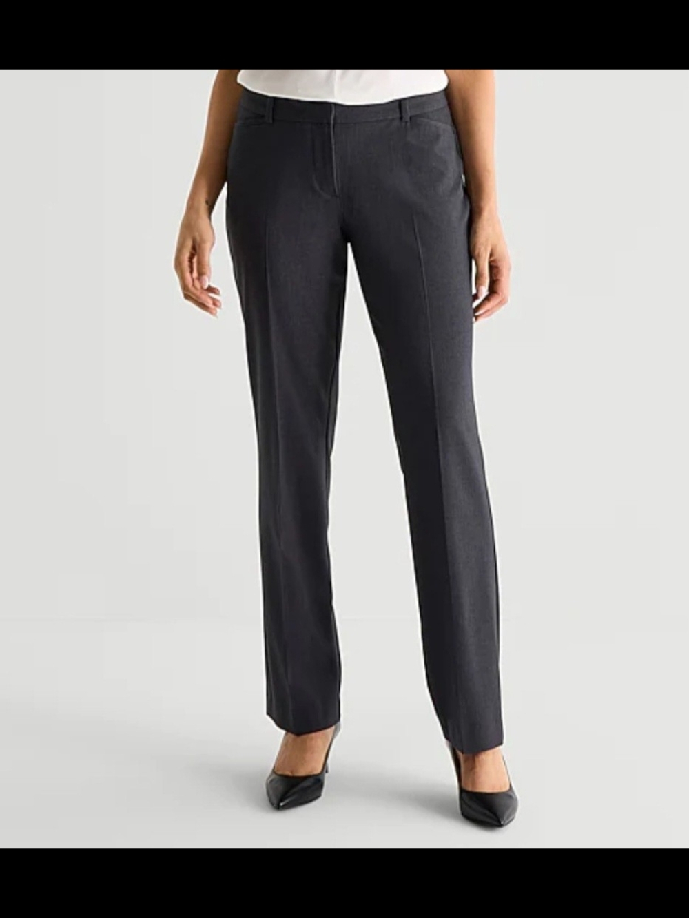 Liz Claiborne Audra Curvy Womens Straight Mid Rise Trouser Charcoal Heather 8
